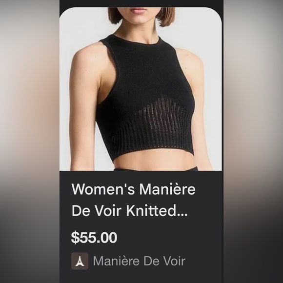 KNITTED CROP TOP - BLACK - Picture 1 of 3